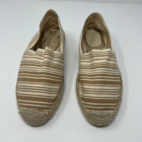 Blue by Saks Fifth Avenue Striped Espadrille Flats Size 10 Cream Tan - Picture 3 of 10